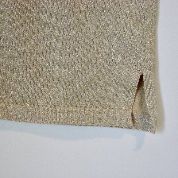 Vintage Gold Metallic Knit Sleeveless Tank Top Party Beta's Choice Size Large - Picture 7 of 12